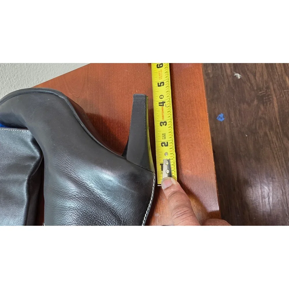 Gaetano B. Over The Knee Boots Womens 41 Black Leather Made in Italy Tall Heel